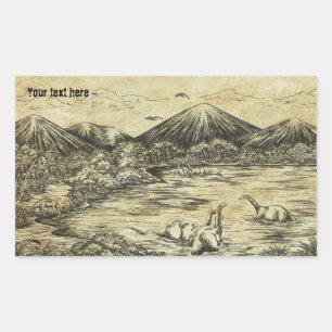 Pegatina Rectangular Dinosaurios