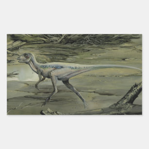 Pegatina Rectangular Dinosaurios antiguos, un Hypsilophodon del Cretáci