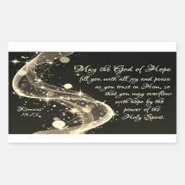 Pegatina Rectangular Dios de esperanza, romanos 15:13 Verso de la Bibli
