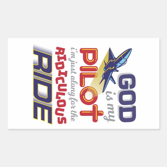 Pegatina Rectangular DIOS ES MI PILOTO - Pegatinas cristianos (Anverso)