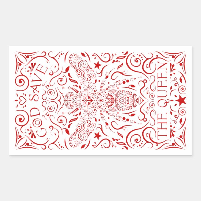 Pegatina Rectangular dios salve a la abeja reina (Anverso)