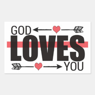 Pegatina Rectangular Dios te ama John 3:16