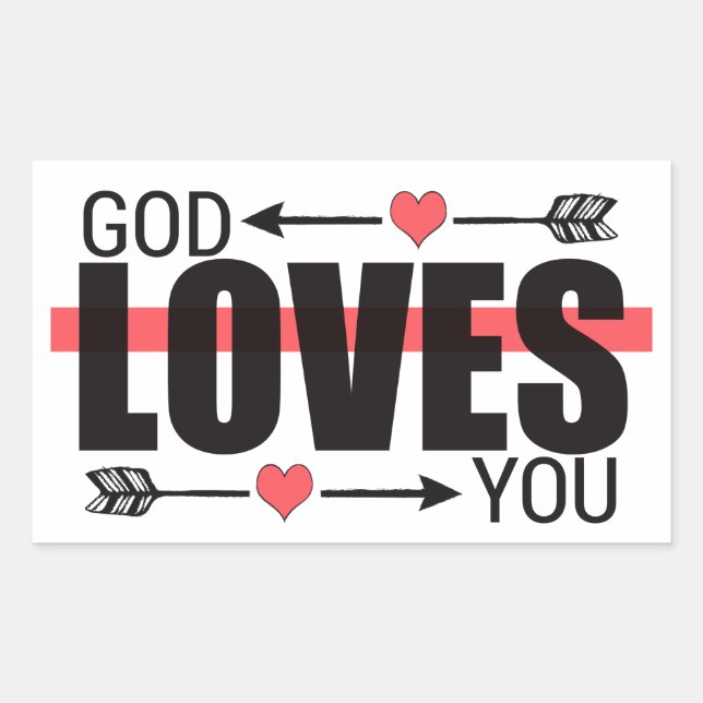 Pegatina Rectangular Dios te ama John 3:16 (Anverso)
