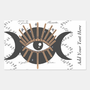 Pegatina Rectangular Diosa de la Luna Triple Ojo Iluminado