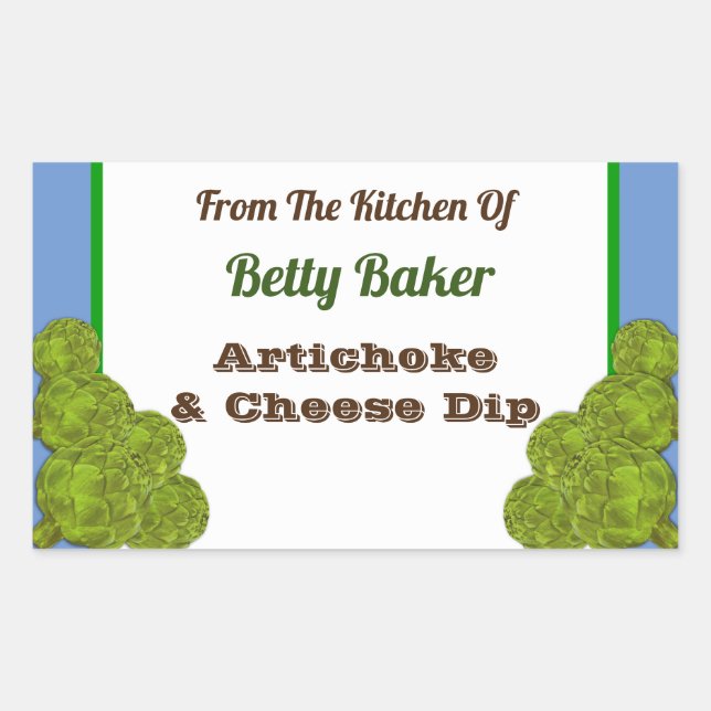 Pegatina Rectangular Dip. o receta de artesano de cosecha personalizado (Anverso)