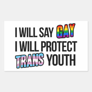 Pegatina Rectangular Diré gay y protegeré a los jóvenes trans