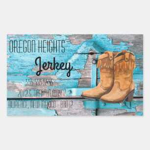 Pegatina Rectangular Dirección comercial Pegatinas Blue Wood Barn Doe B