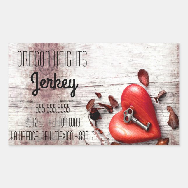 Pegatina Rectangular Dirección de negocio Pegatinas Country Wood Key to (Anverso)