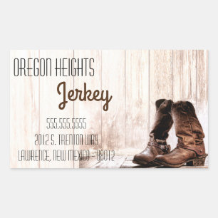 Pegatina Rectangular Dirección de negocio Pegatinas Red Boots Country R