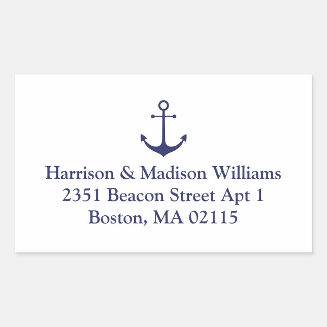 Pegatina Rectangular Dirección de retorno del personalizado azul marino (Anverso)