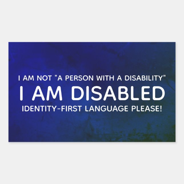Pegatina Rectangular Discapacidad primero la identidad (Anverso)