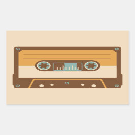 Pegatina Rectangular Diseño analógico de cinta cassette