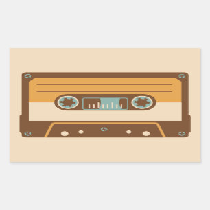 Pegatina Rectangular Diseño analógico de cinta cassette