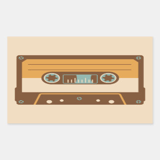 Pegatina Rectangular Diseño analógico de cinta cassette
