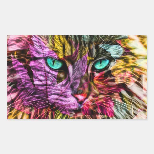 Pegatina Rectangular Diseño artístico de gatos de Kitten (Anverso)