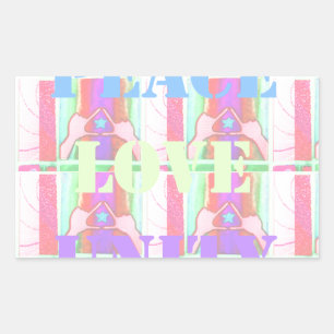 Pegatina Rectangular Diseño Baby Kids Paz Amor Unidad Hakuna Matata.p