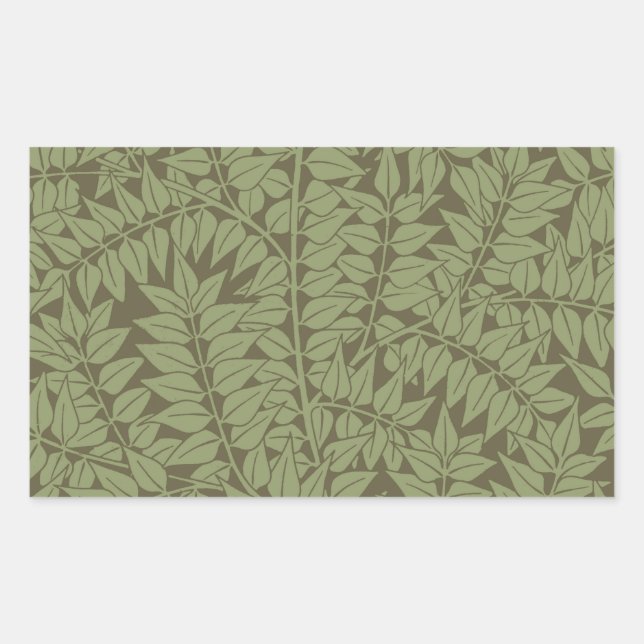 Pegatina Rectangular Diseño Clásico Art Nouveau de Rama de William Morr (Anverso)