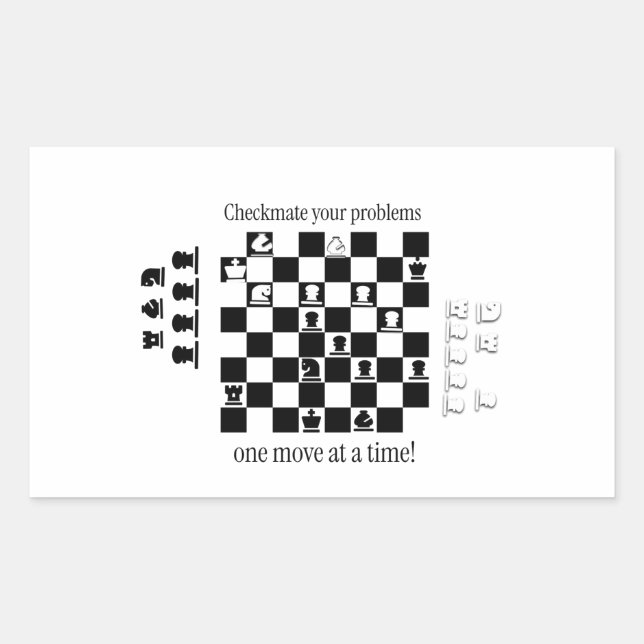 Pegatina Rectangular Diseño Clásico Inspirado en Ajedrez (Anverso)