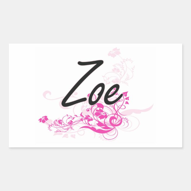 Pegatina Rectangular Diseño conocido artístico de Zoe con las flores (Anverso)