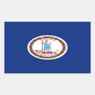 Pegatina Rectangular Diseño de bandera del estado de Virginia