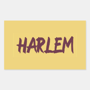Pegatina Rectangular Diseño de base de texto Harlem en fondo amarillo