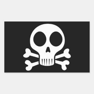 Pegatina Rectangular Diseño de calavera pirata