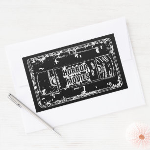 Pegatina Rectangular Diseño de cinta VHS de películas de terror retro