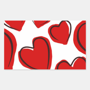Pegatina Rectangular Diseño de corazón