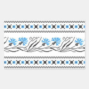 Pegatina Rectangular Diseño de costillas de flor azul