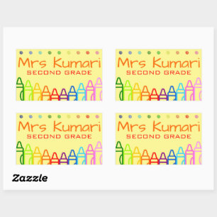 Pegatina Rectangular Diseño de Crayon para profesores personalizados