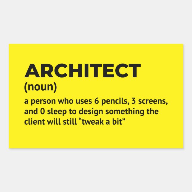Pegatina Rectangular Diseño de definición de humor de arquitecto (Anverso)