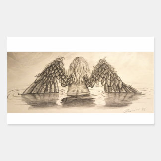 Pegatina Rectangular Diseño de dibujo de ángel pequeño perdido