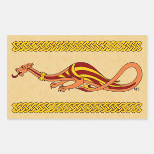 Pegatina Rectangular Diseño de dragones medievales 2015