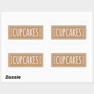 Pegatina Rectangular Diseño de emblema de panadería de cupcakes vintage