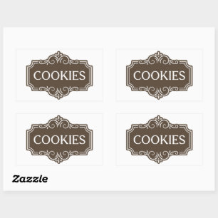 Pegatina Rectangular Diseño de emblema de panadería de galletas filigra