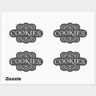 Pegatina Rectangular Diseño de emblema de panadería de galletas filigra
