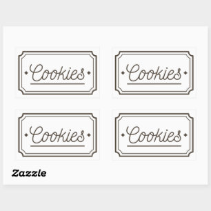 Pegatina Rectangular Diseño de emblema de panadería de galletas filigra