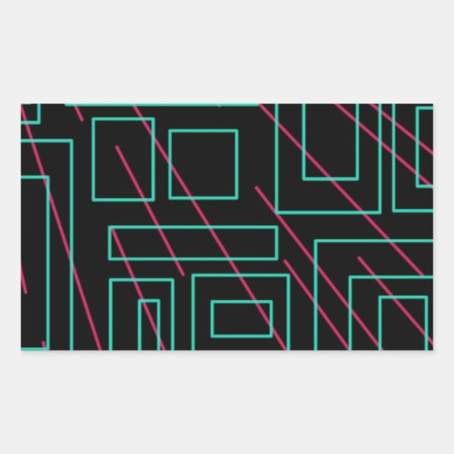 Pegatina Rectangular diseño de fondo negro (Anverso)