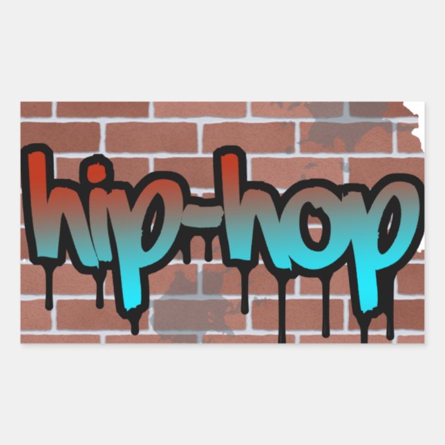 Pegatina Rectangular diseño de grafiti hip hop (Anverso)