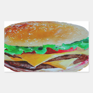 Pegatina Rectangular diseño de hamburguesas, pintura original
