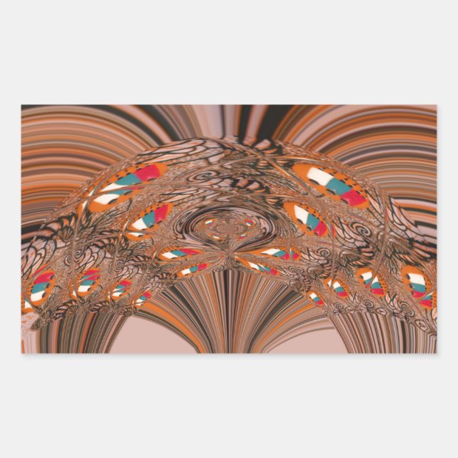 Pegatina Rectangular Diseño de impresión de arte de Kaleidoscope blanco (Anverso)