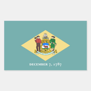 Pegatina Rectangular Diseño de la bandera de estado de Delaware