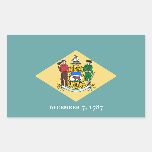 Pegatina Rectangular Diseño de la bandera de estado de Delaware (Anverso)