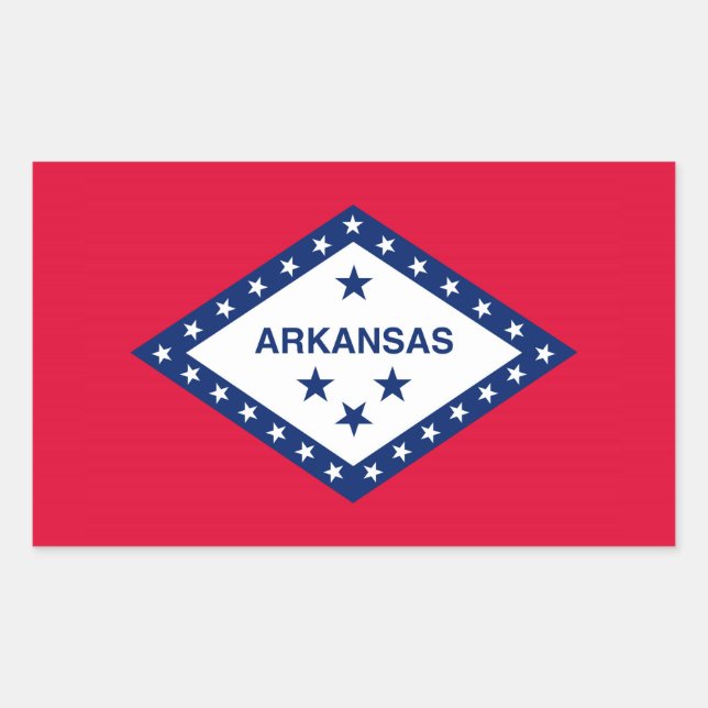 Pegatina Rectangular Diseño de la bandera del estado de Arkansas (Anverso)