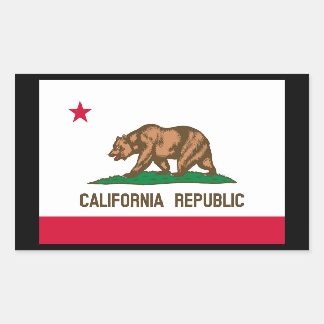 Pegatina Rectangular Diseño de la bandera del estado de California (Anverso)