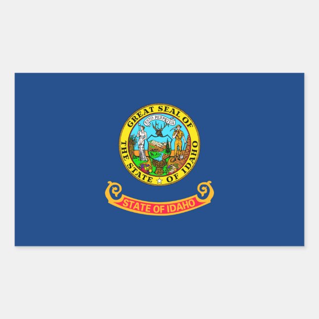 Pegatina Rectangular Diseño de la bandera del estado de Idaho (Anverso)