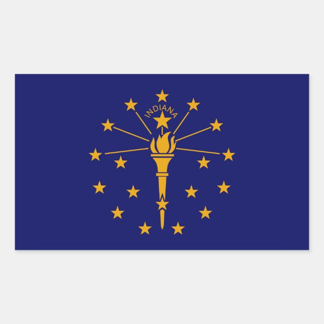 Pegatina Rectangular Diseño de la bandera del estado de Indiana (Anverso)