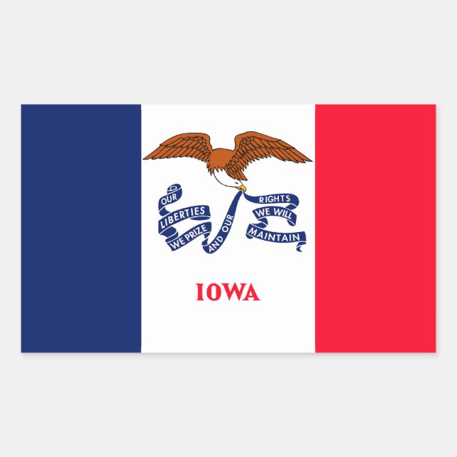 Pegatina Rectangular Diseño de la bandera del estado de Iowa (Anverso)