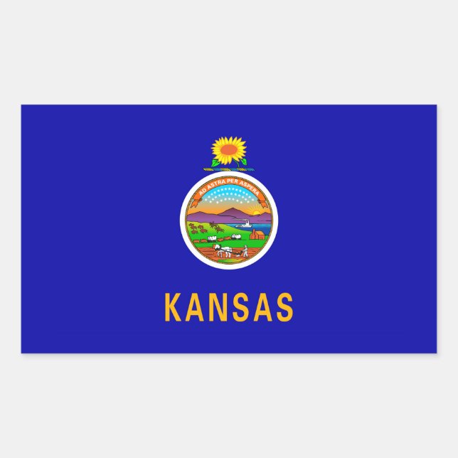 Pegatina Rectangular Diseño de la bandera del estado de Kansas (Anverso)