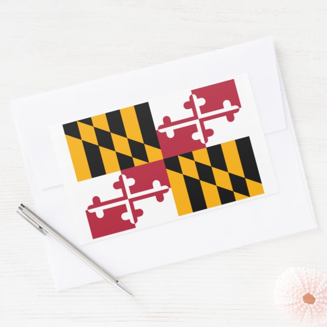Pegatina Rectangular Diseño de la bandera del estado de Maryland (Sobre)